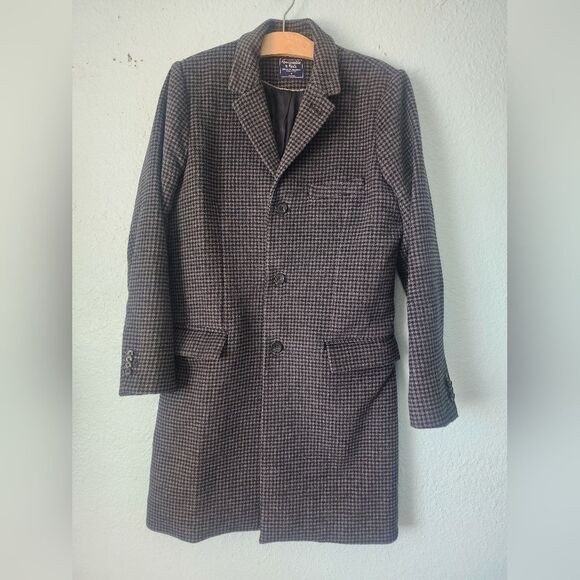 Abercrombie & Fitch Wool Blend Black and Gray Houndstooth Coat Jacket - Picture 5 of 12
